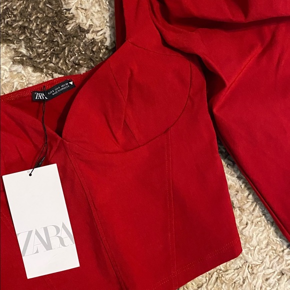 *NEW W/TAG* Zara ruched shoulder cropped top - Picture 5 of 6